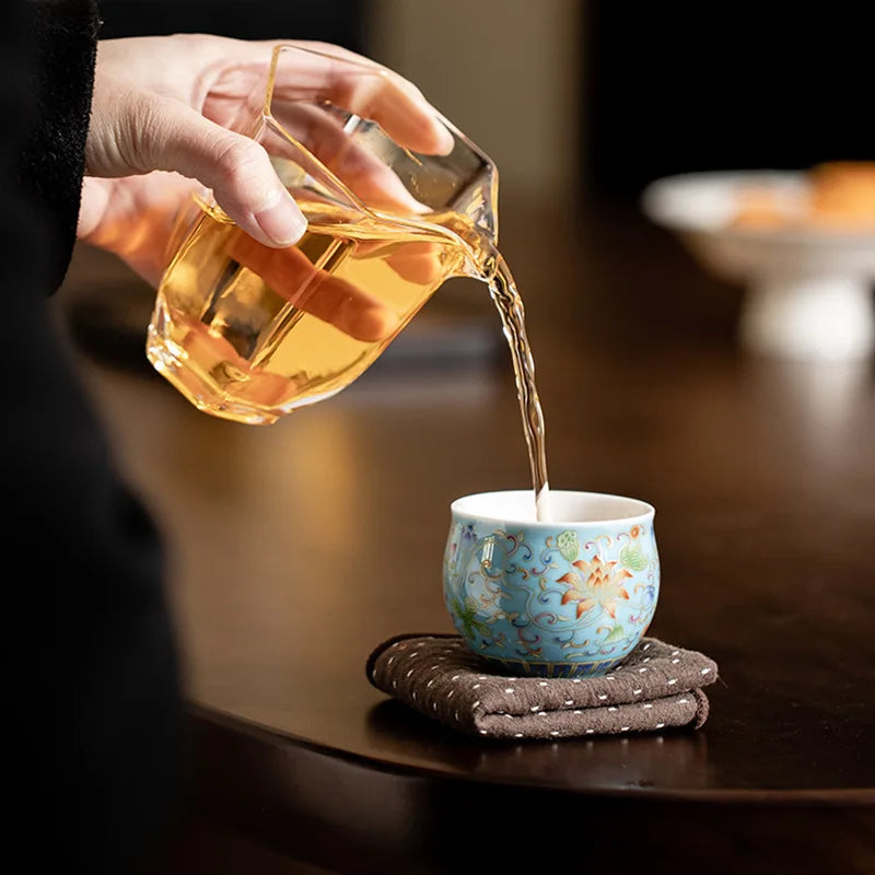 Elegant Japanese Ceramic Teacups | Retro Kungfu Tea Set