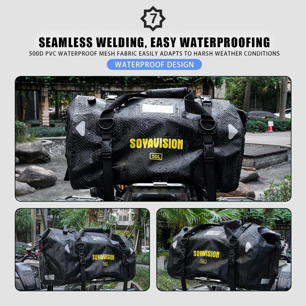 Waterproof Motorcycle Rear Seat Bag | Versatile Travel Duffel Bag