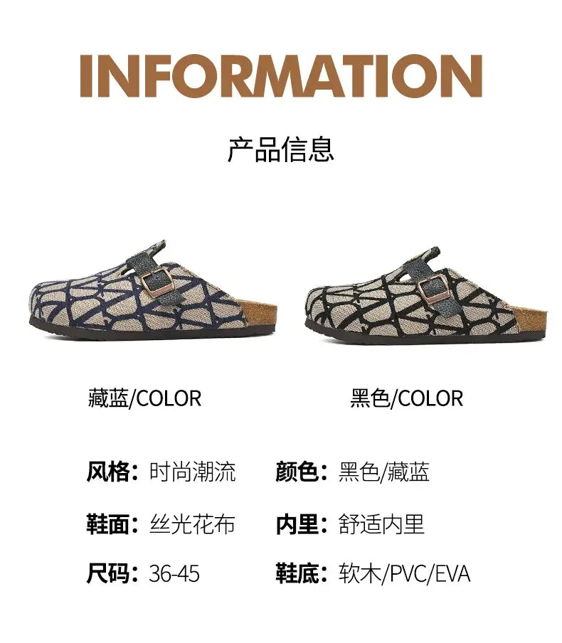 Four Seasons Classic Cork Closed Toe Shoes Versatile Soft Sole Unisex Outdoor Beach Casual Comfort Daily Slippers