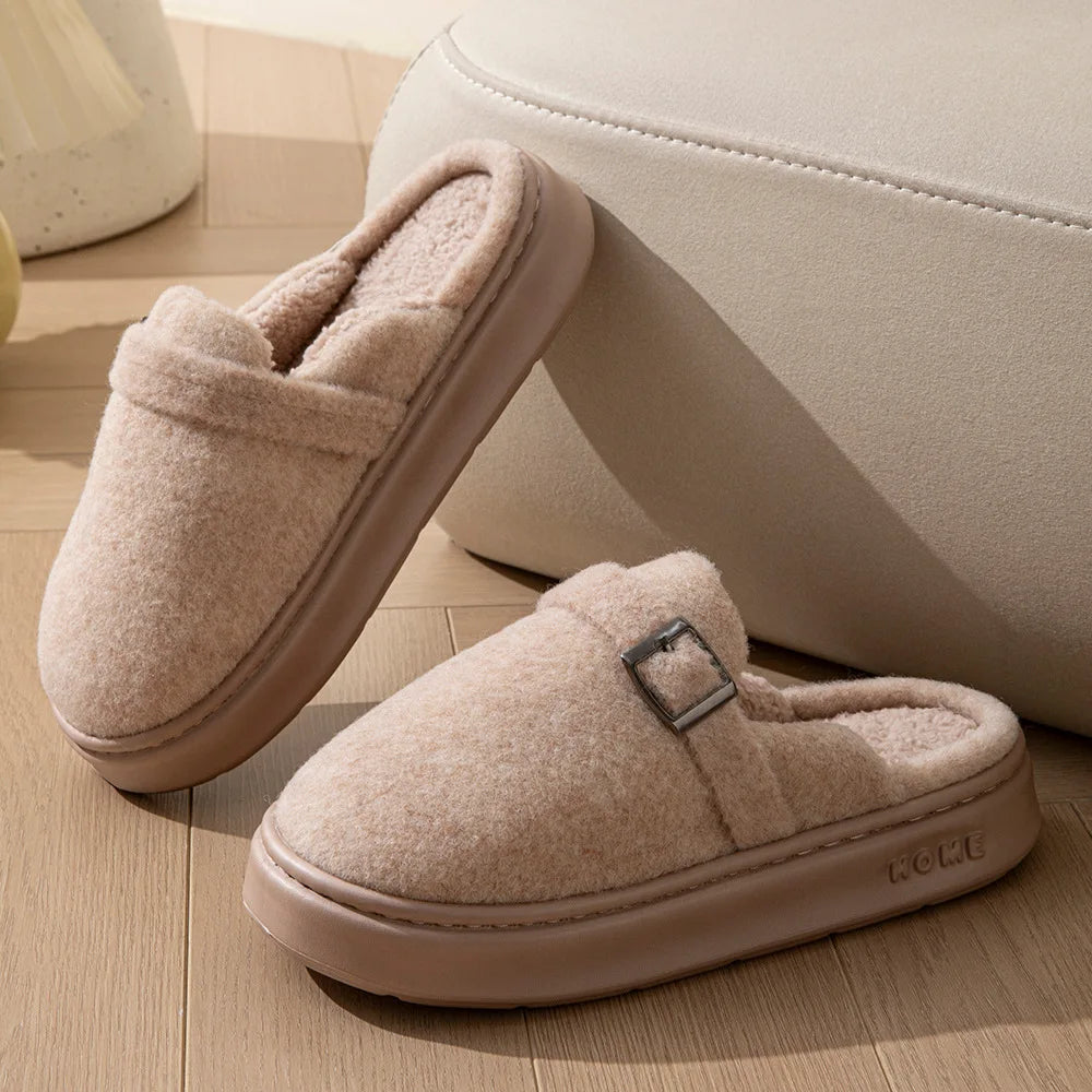 Couples Plush Fleece Slippers | Warm Non-Slip House Shoes