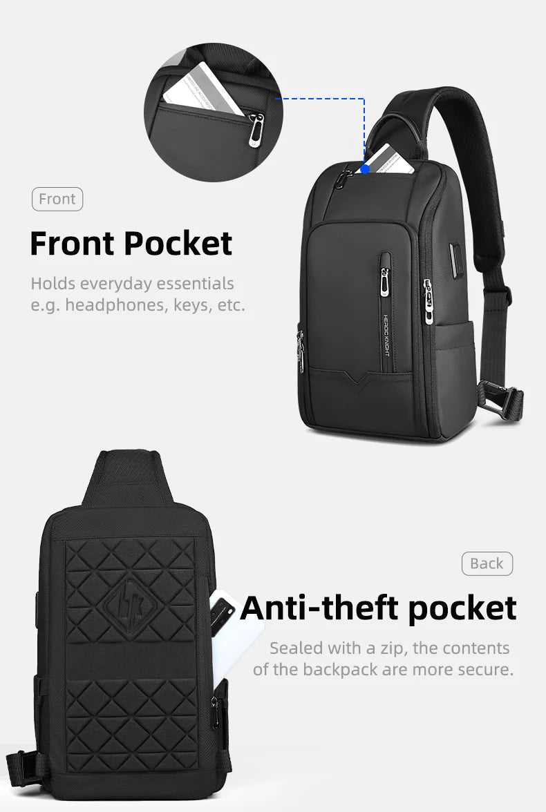 Men's Waterproof Anti-Theft Shoulder Sling Bag | Multi-Pocket Crossbody