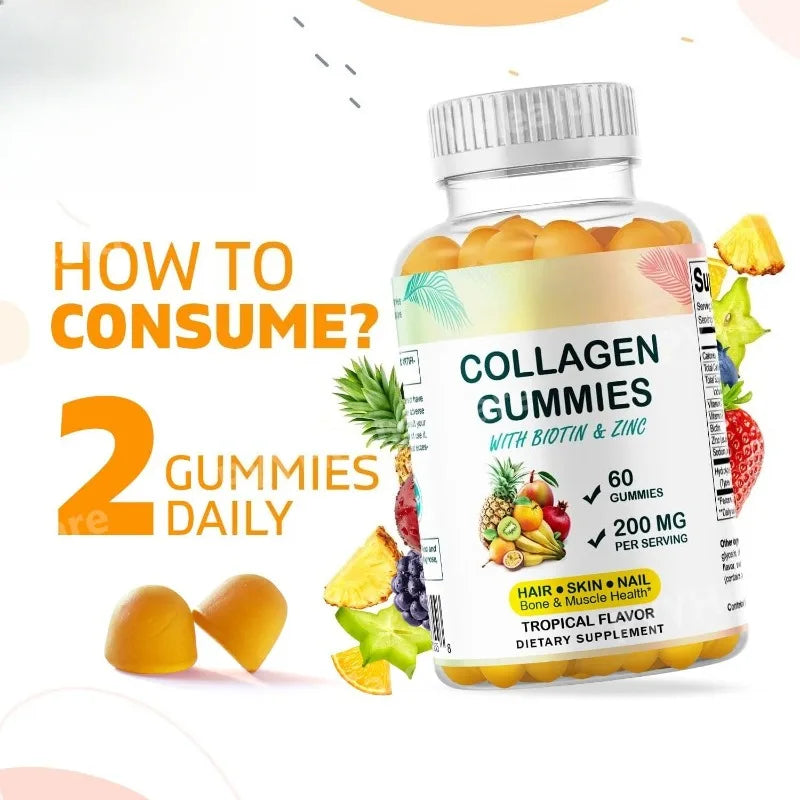 Hydrolyzed Collagen Gummies with Biotin & Zinc for Skin Health