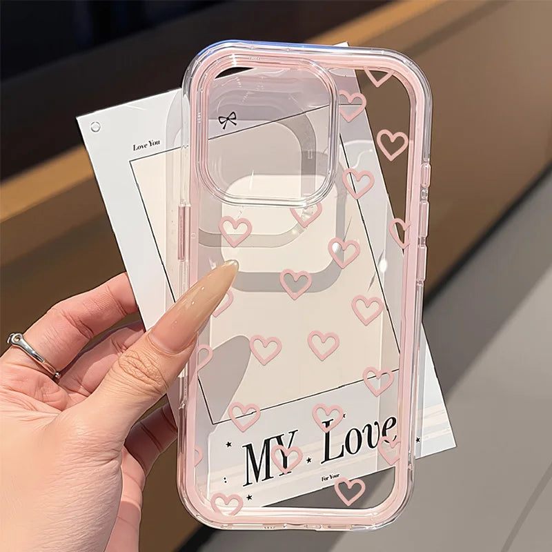 Funda de iPhone Corazón de Amor | Carcasa Transparente Antichoque 2 EN 1