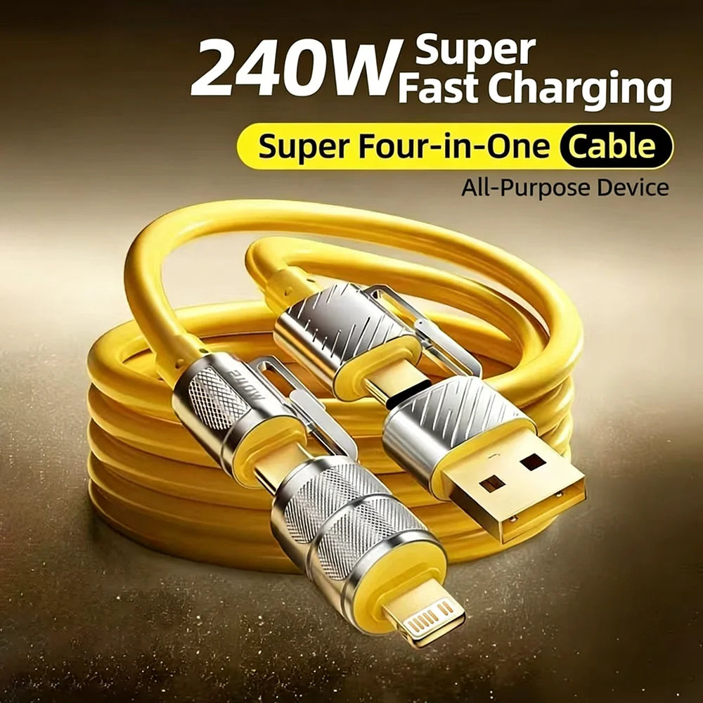 4-in-1 Fast Charging Data Cable - Type-C to Type-C Connection