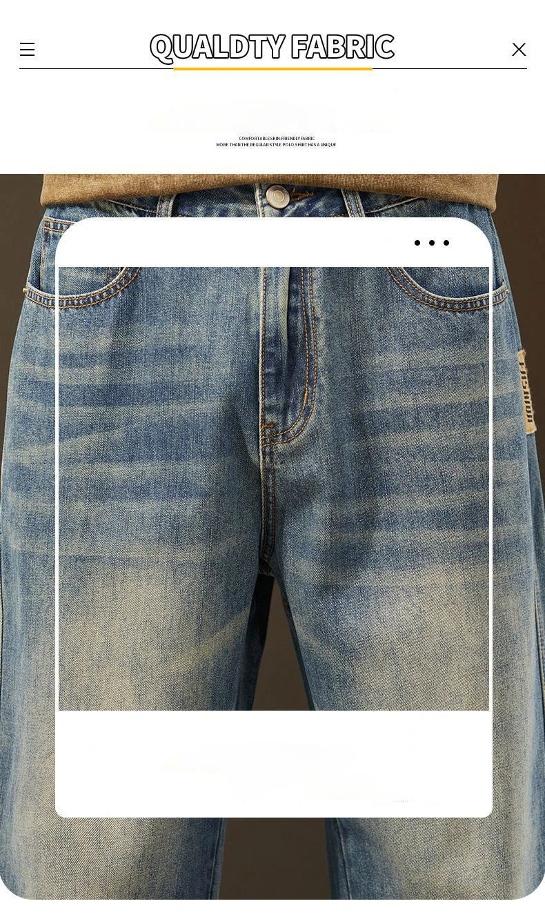 Men's Vintage Casual Jeans | Trendy Loose Fit Wide Denim Pants