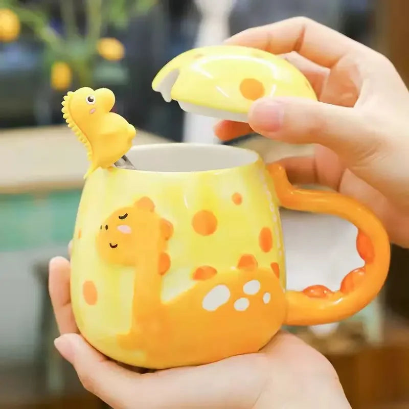 Dinosaur Ceramic Mug | Heat Revealing Coffee Cup for Kids