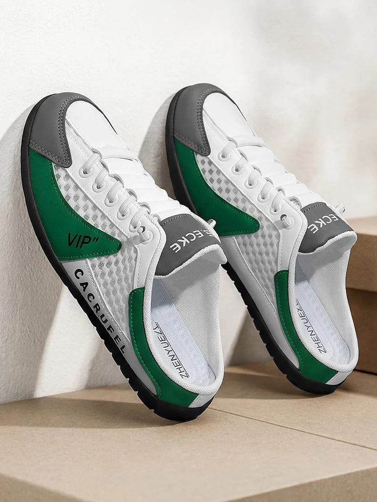 Summer Breathable Mesh Slip-On Half-Slipper for Men, Casual Soft-Soled Closed-Toe Slippers, Mesh Upper Is Refreshing and Breathable, Does Not Suffocate the Feet, Lace-Free Design Is Convenient for Lazy People