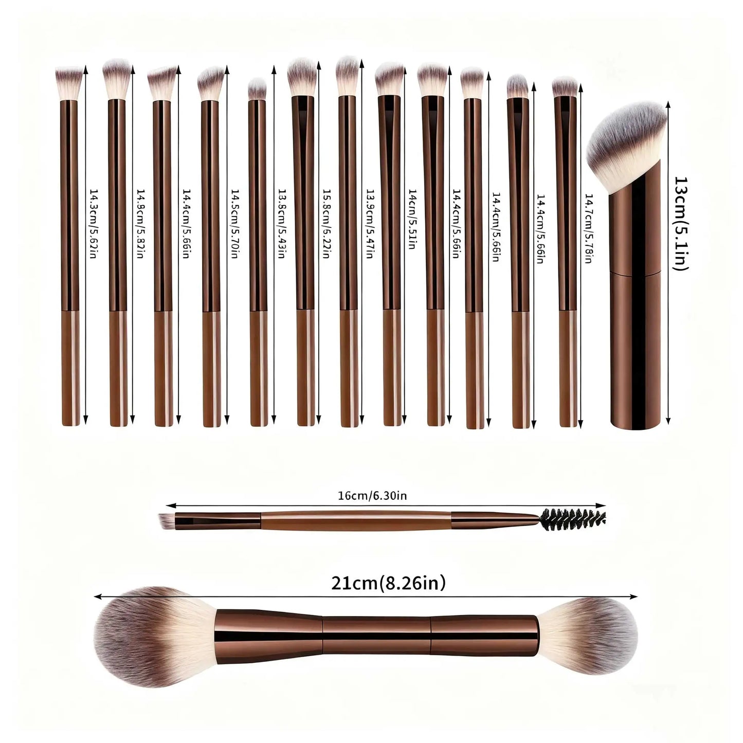 15pcs Professional Makeup Brush Set | Soft Wool Fiber Eyeshadow Blending Eyeliner Foundation Brushes 2026