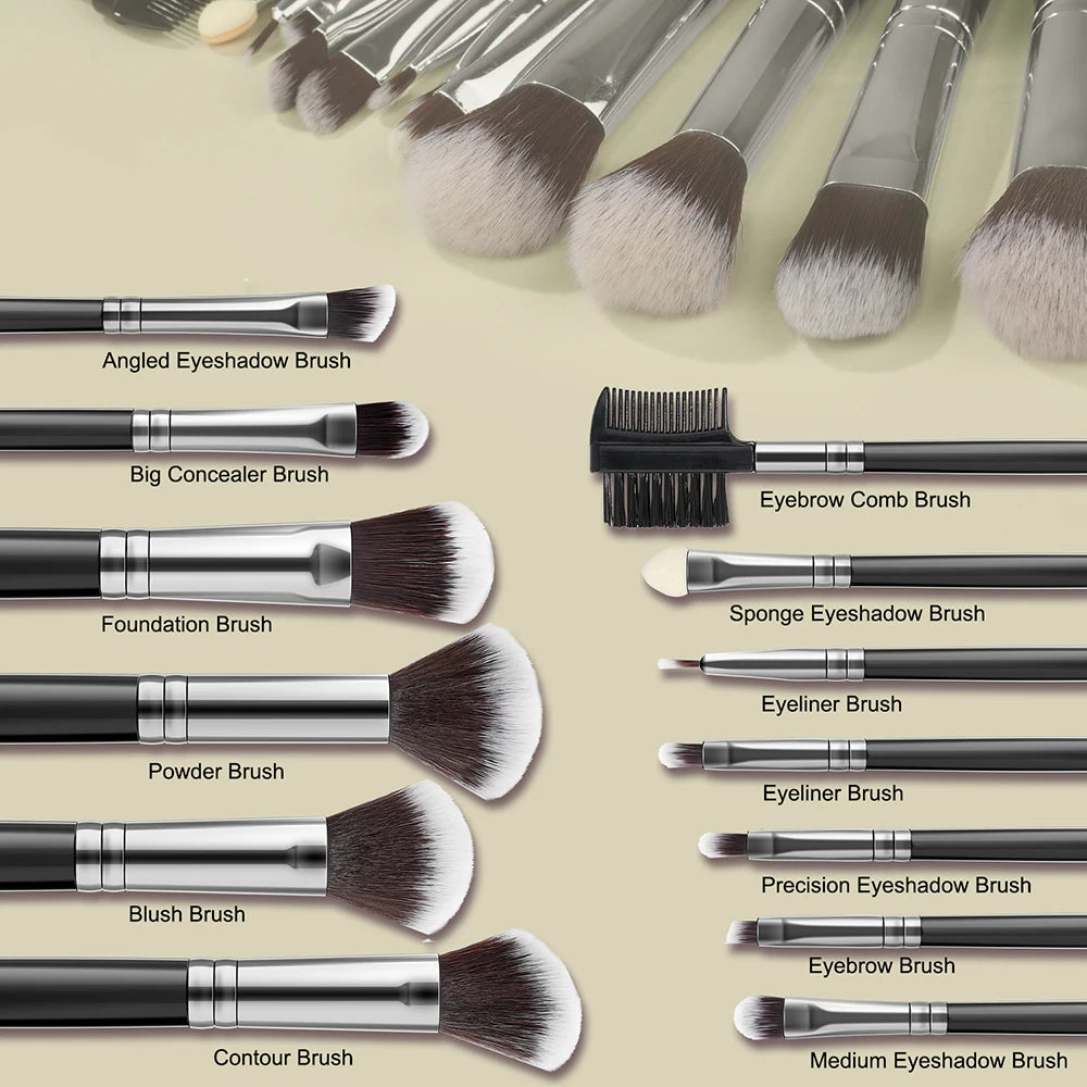 24 Piece Makeup Brush Set – Soft Bristle Synthetic Brushes with Wood Handles for Foundation, Blush, Eyeshadow, Powder & Blending – Full Face Beauty Tools