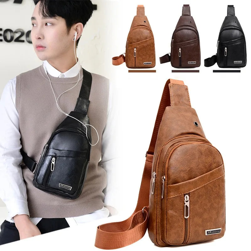 Stylish PU Leather Crossbody Bag for Men | Casual Sling Pack