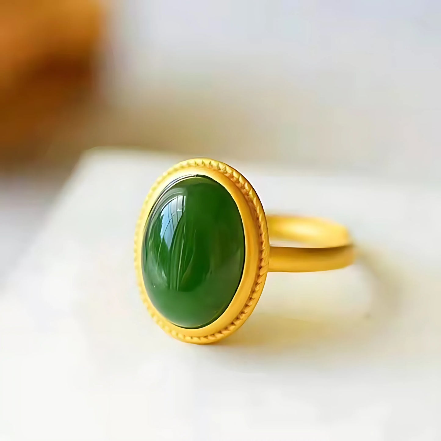Adjustable Geometric Jade Ring for Women | Vintage Jewelry Gift