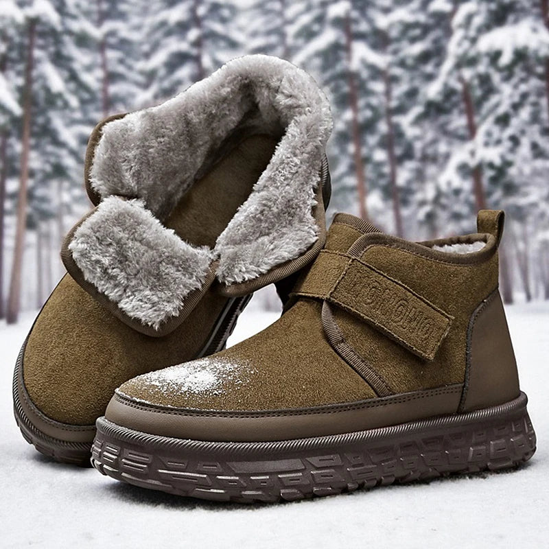 Men's Warm Fleece Lined Snow Boots | Mid-Calf Ankle Winter Shoes