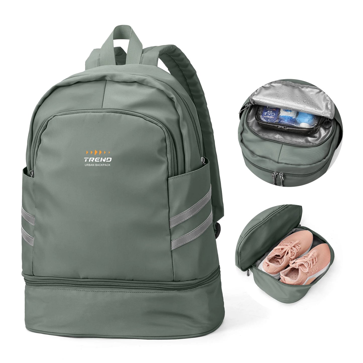 Women's Large Gym Backpack with Shoe Compartment | Waterproof Travel Bag