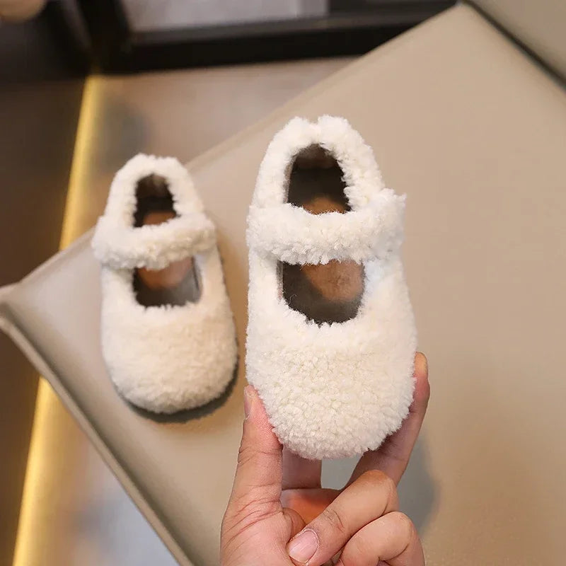 Cozy Velvet Mary Janes for Kids | Warm Plush Toe Winter Shoes