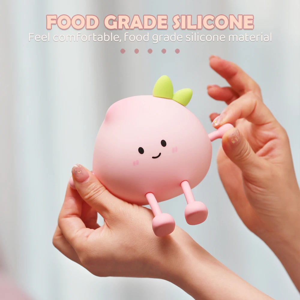 Adorable Peach-Shaped LED Night Light | Rechargeable Nursery Decor