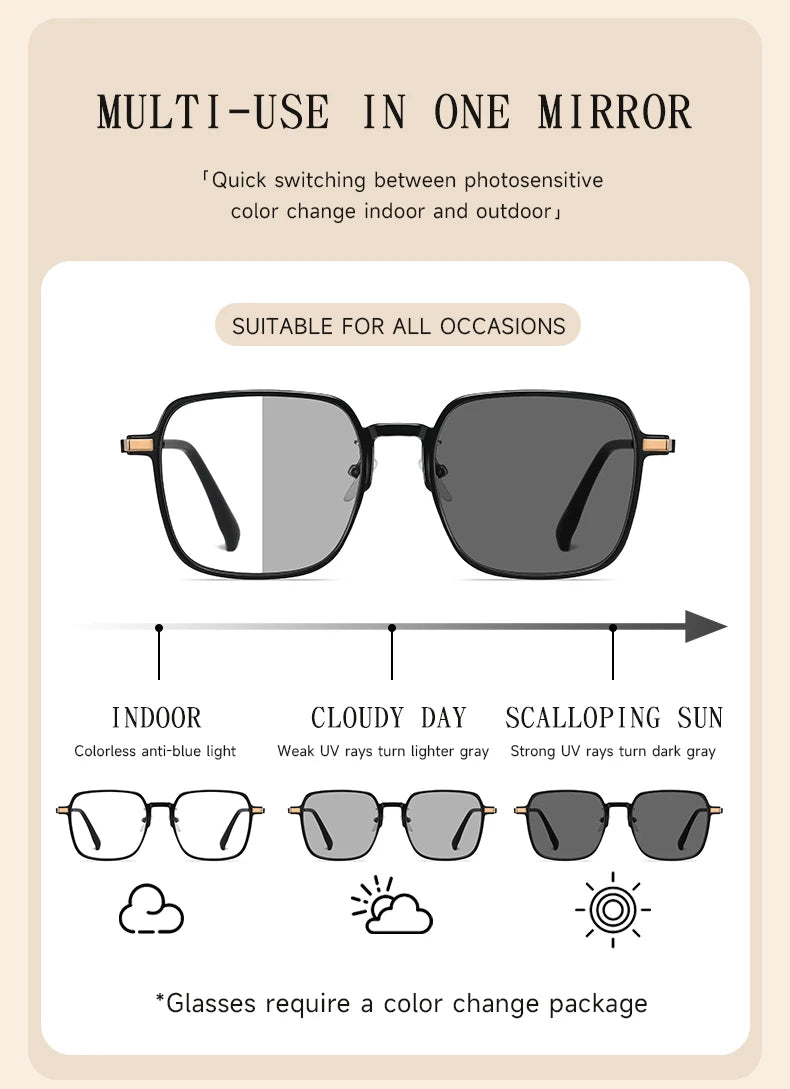 Elegant Photochromic Anti-Blue Light Glasses for Every Occasion
