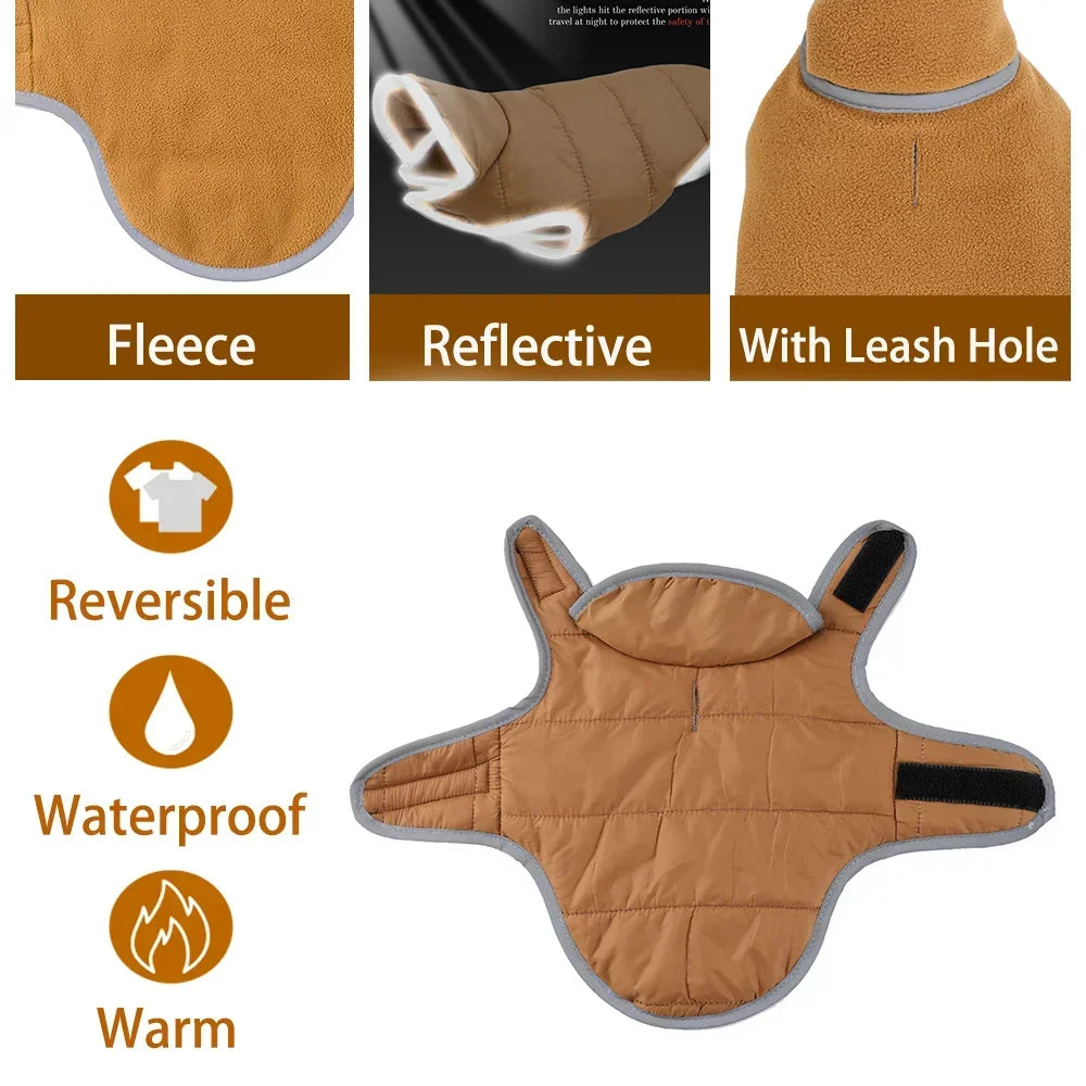 Warm Reversible Fleece Pet Jacket | Stylish Waterproof Coat