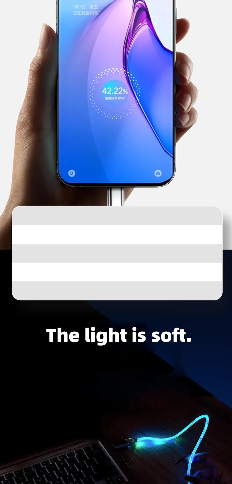 Luminous RGB LED Type C USB Cable | Fast Charger Data Cord