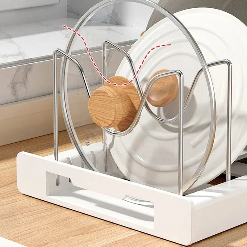 Expandable Kitchen Pot Pan Organizer | Adjustable Lid Storage