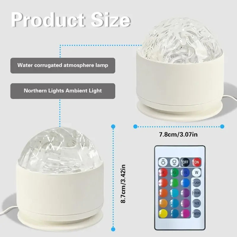 Aurora Water Ripple Projector | 16 Colors USB Rechargeable Lamp