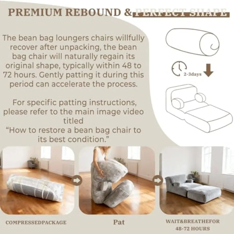 Puf Grande de Espuma Viscoelástica | Sillón Reclinable Cómodo para Todas las Edades