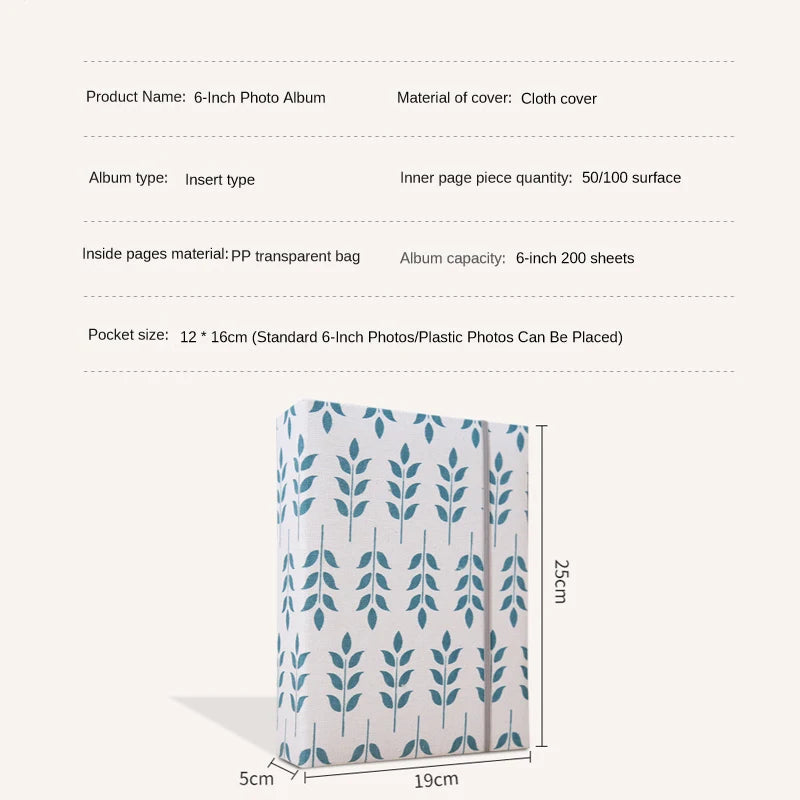 200pcs 6-inch Fabric Photo Album | Large Capacity Family Keepsake