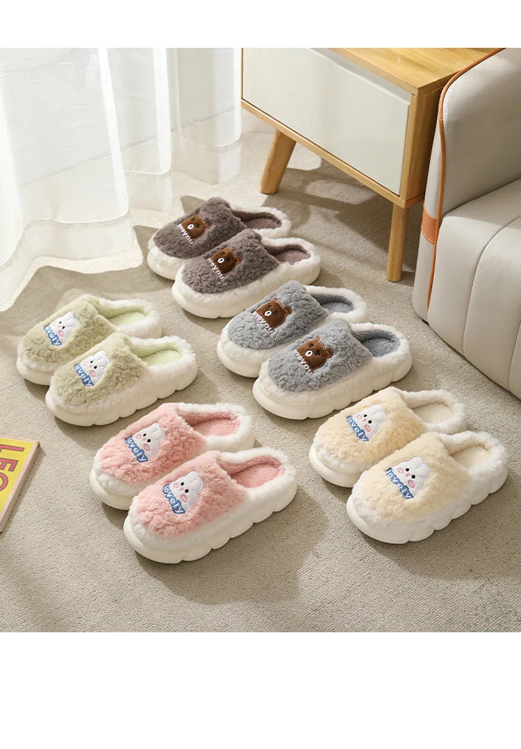Women's Cute Cartoon Rabbit Plush Slippers | Cozy Indoor Footwear