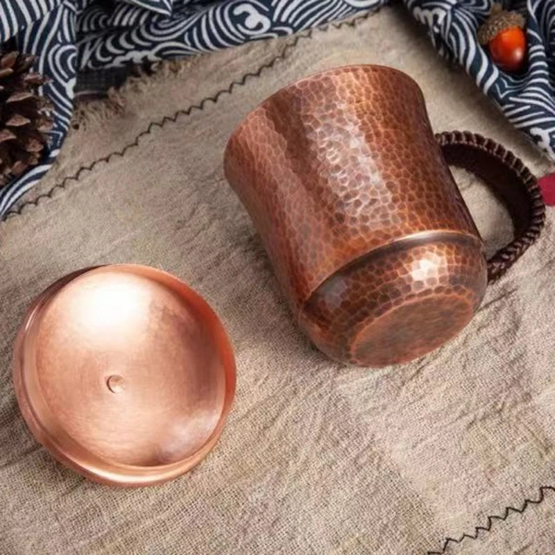 Vintage Pure Copper Coffee Cup with Lid | Moscow Mule Tumbler