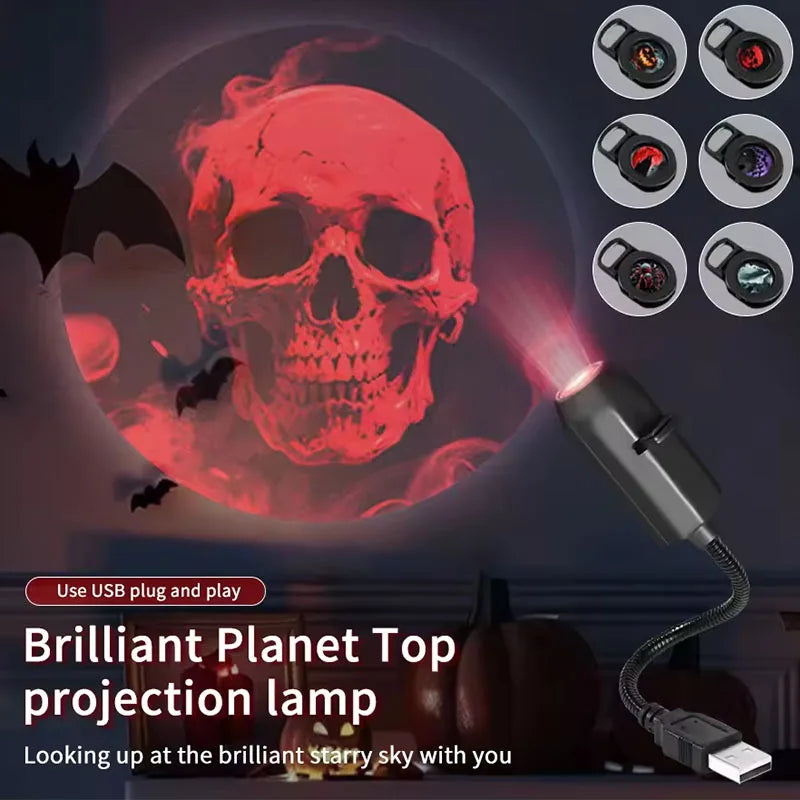 Rotatable Halloween Moon Lamp Projector for Holiday Decor Lighting