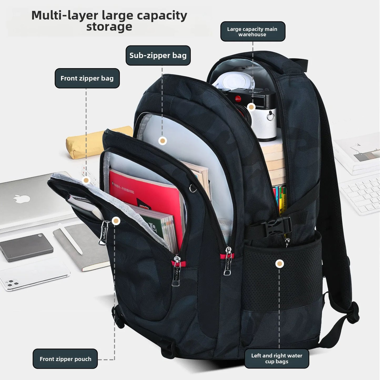 Camouflage School Backpack for Teens | Waterproof Student Bag