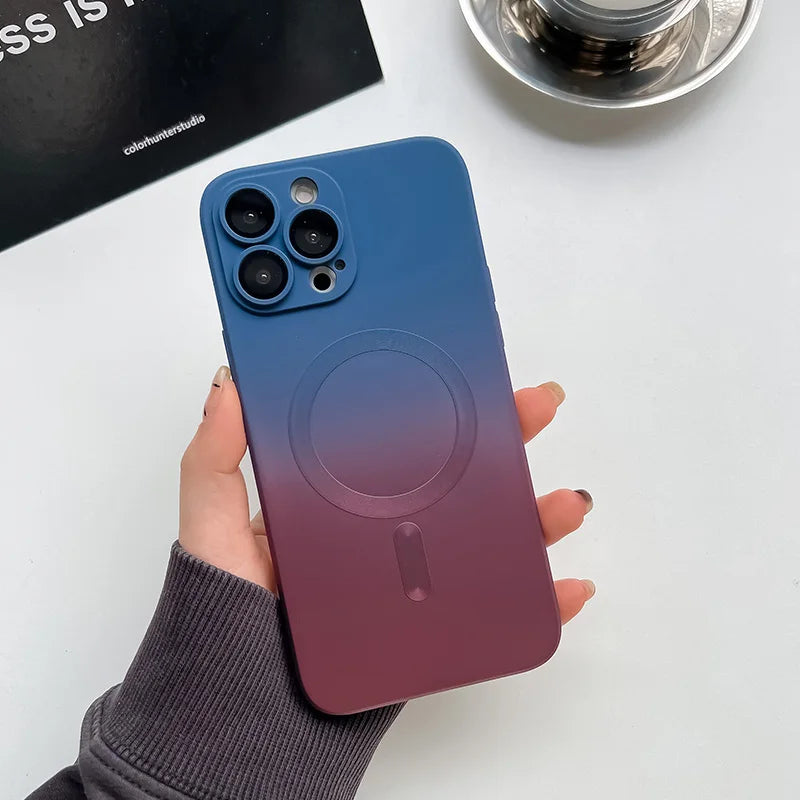 Comes With Lens Film Gradient Color Phone Case For IPhone 17 16 15 14 13 12 Pro Max 11 Silicone Shockproof Back Cover