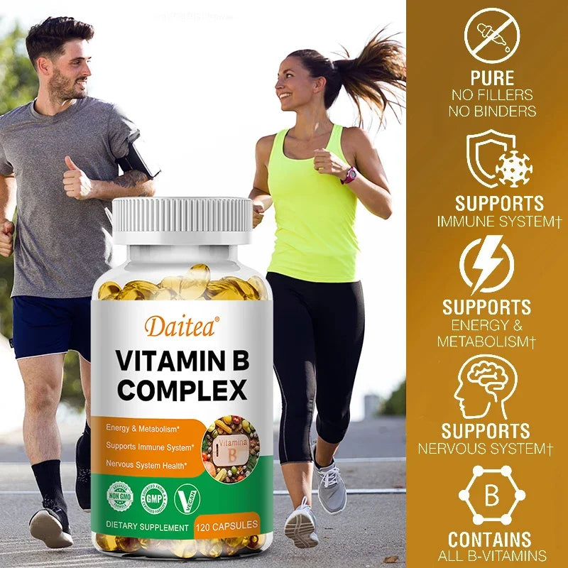 Organic Vitamin B Complex for Energy & Immune Support - 120 Capsules