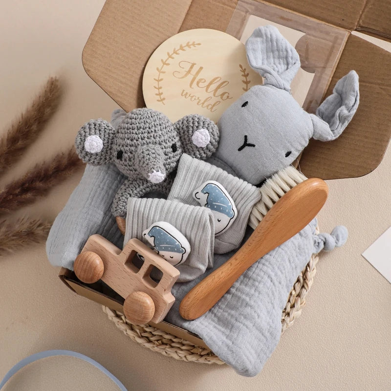 Baby Double-Sided Cotton Blanket Bath Set | Perfect Newborn Gift