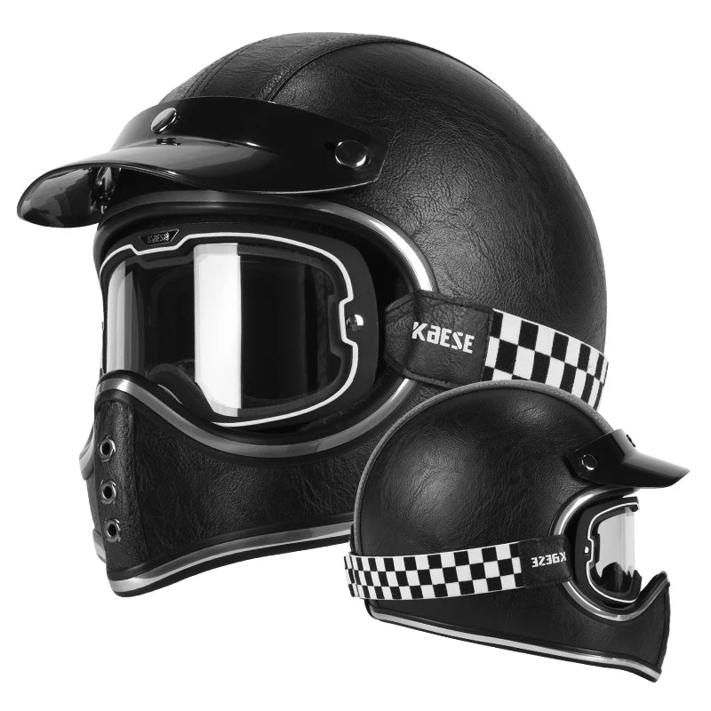 Yellow Vintage Full Face Helmet with Photochromic Goggles | Safety & Style