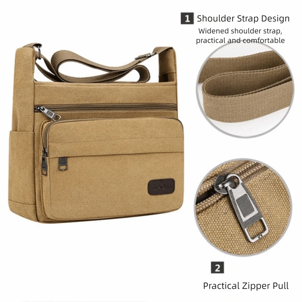 Bolso de Hombro de Lona Duradero de Gran Capacidad | Estilo Bandolera Versátil