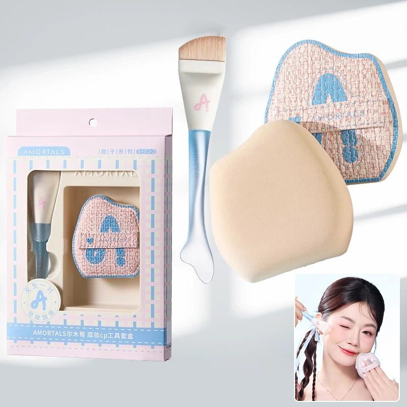 Set de brochas de maquillaje ultrafinas y esponja sin marcas | Herramientas de belleza esenciales