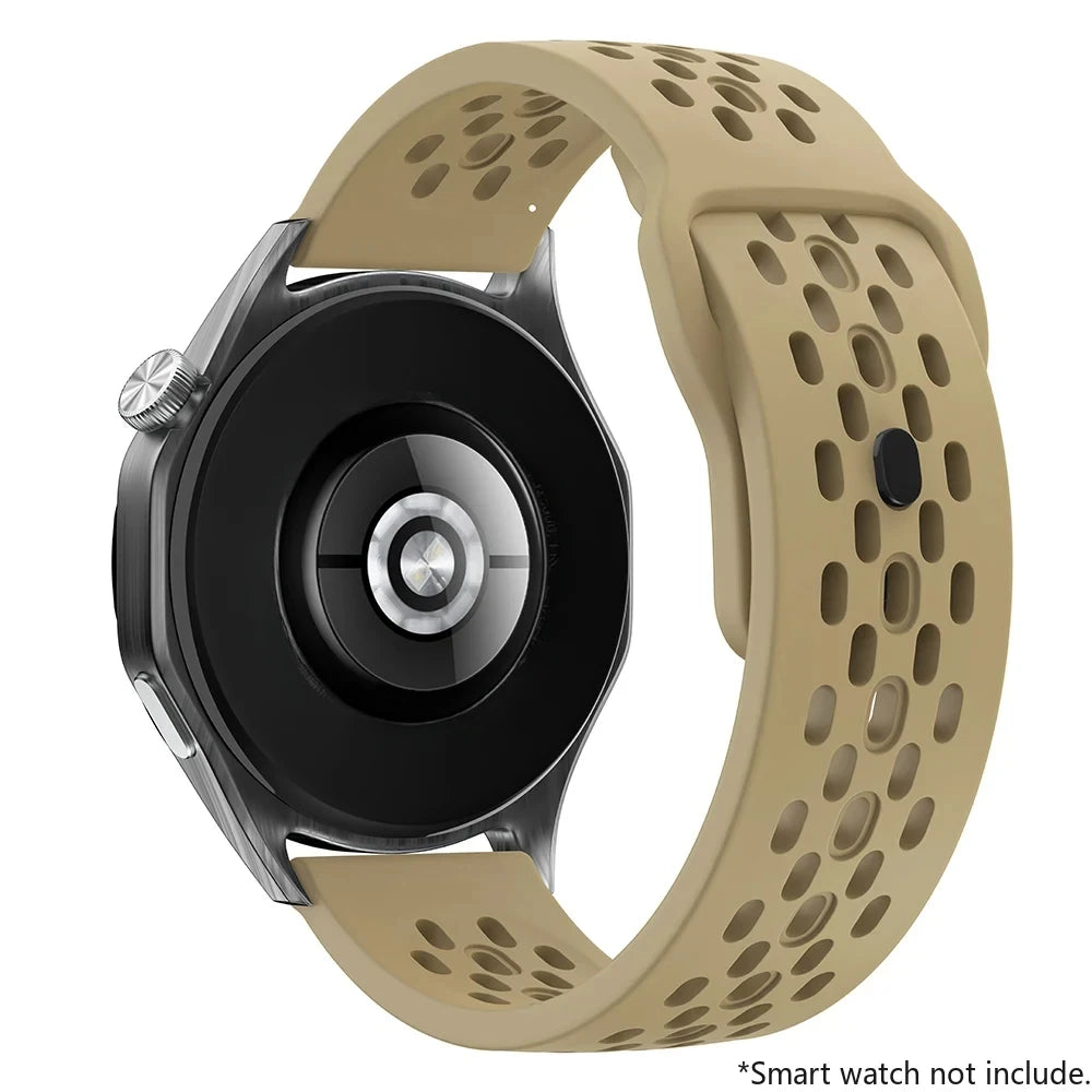 Breathable Sports Silicone Watch Strap - Replacement Bands for Smartwatches
