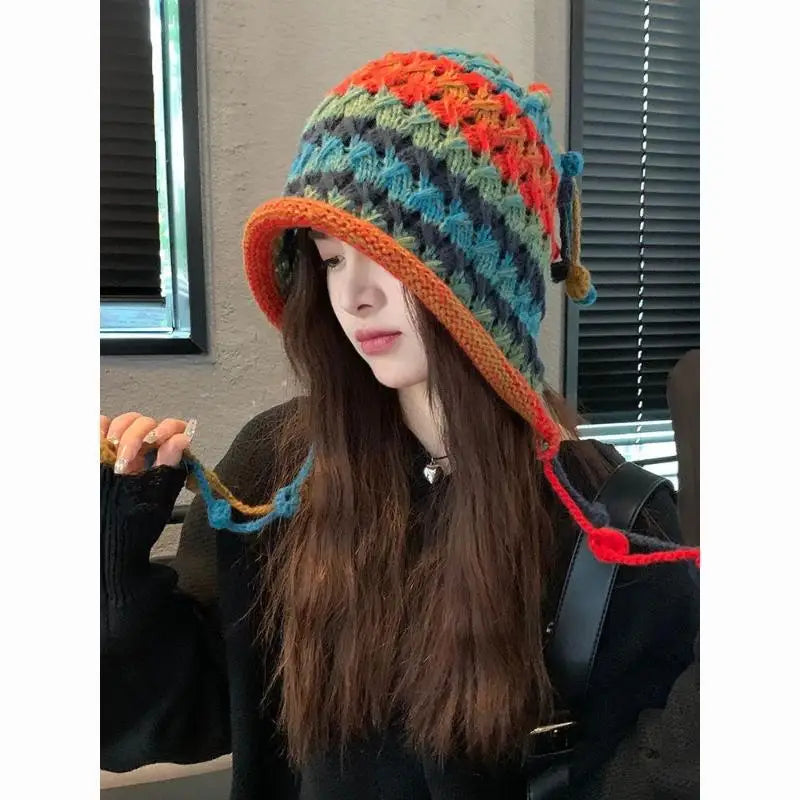 Women's Cute Bear Plush Knitted Hat | Cozy Winter Beanie
