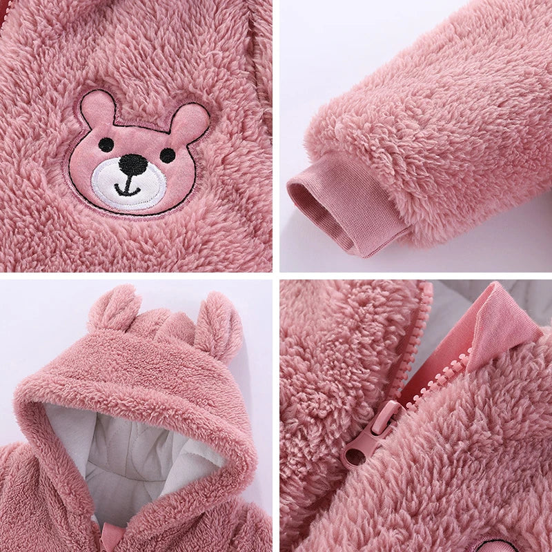Cute Plush Bear Baby Romper | Warm Autumn Winter Jumpsuit