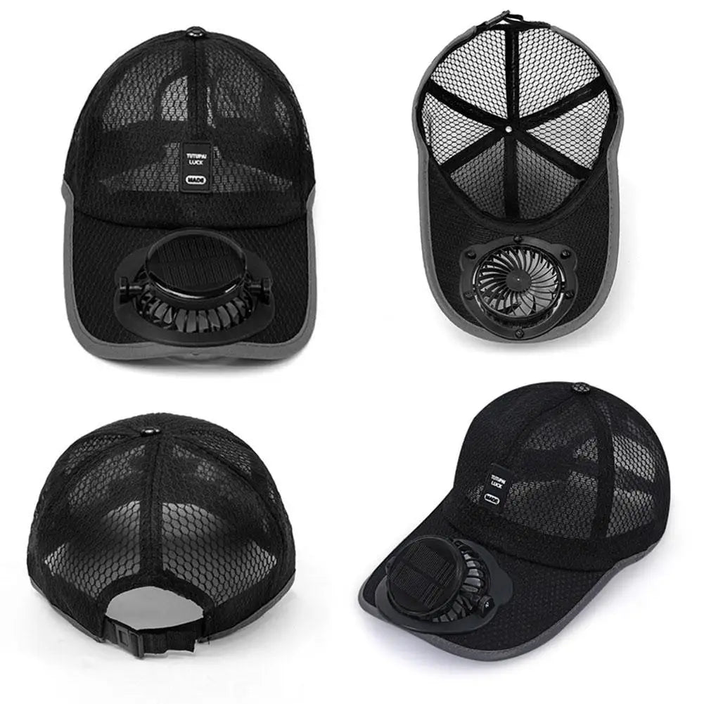 Breathable Summer Mesh Baseball Hat with Solar Fan & UV Protection