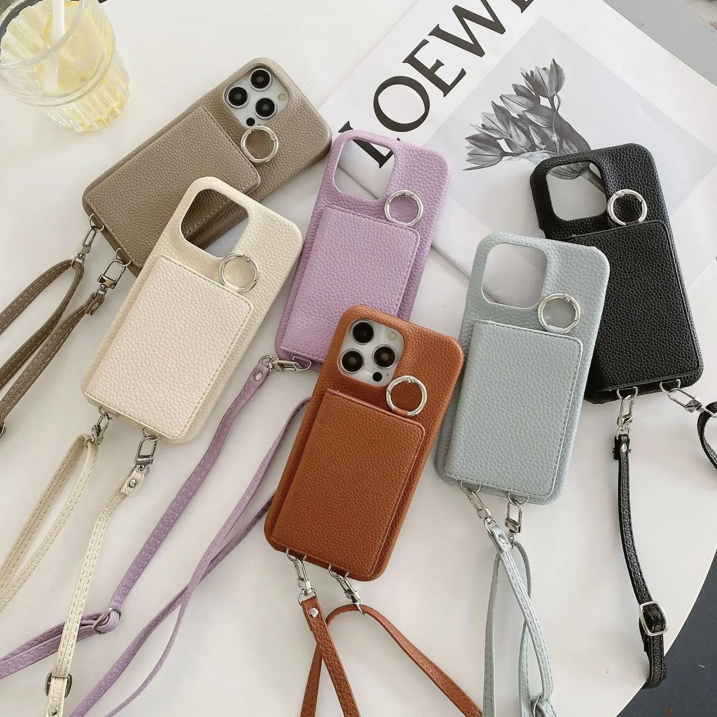 Elegant Ring Holder Mirror Card Slot Case for iPhone