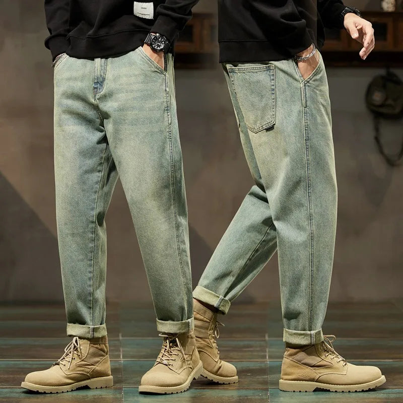 Men's Retro Loose Harem Denim Pants | Stylish Versatile Cargo Trousers