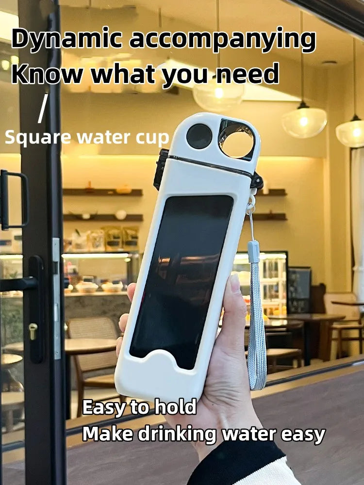 Minimalist Square Plastic Straw Water Bottle | Portable Design