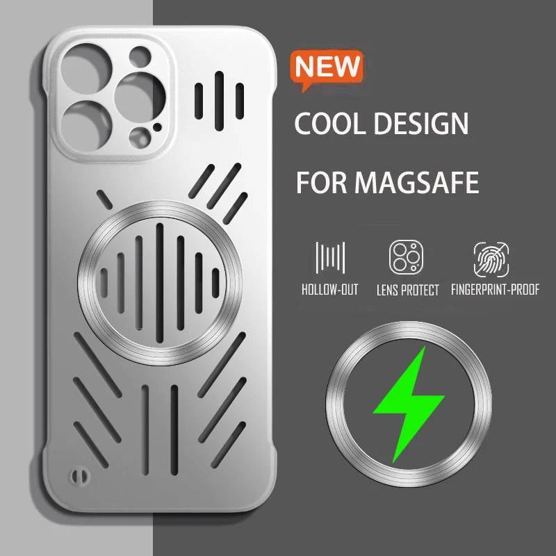 Heat Dissipation Magnetic Phone Case For iPhone 17 16 15 14 13 12 11 Pro Max Air For Magsafe Wireless Charging PC Hard Cover