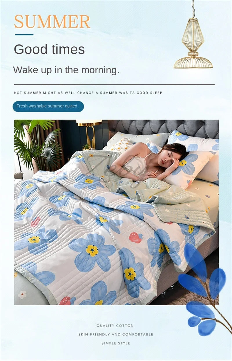 Quilted Spring Summer Quilt | Soft Comfortable Queen Size Blanket
