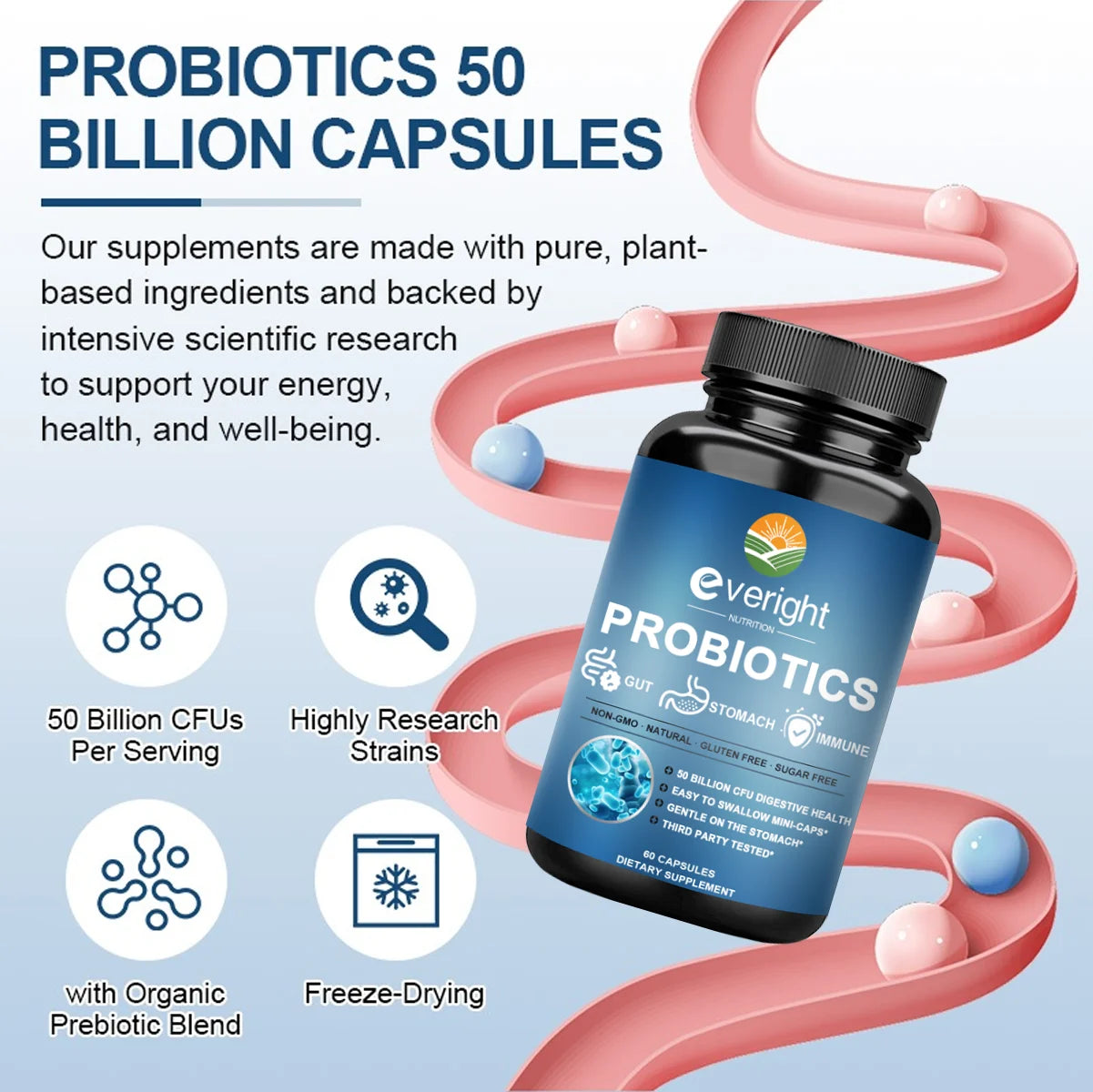 50 Billion CFU Probiotics | Daily Digestive & Gut Health Support