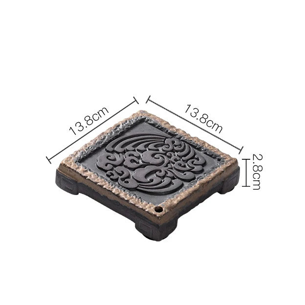 Elegante Bandeja de Té Retro Japonesa de Cerámica Dorada | Sofisticado Accesorio para Té
