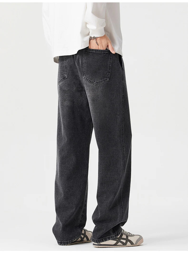 Men's Vintage Drawstring Wide-Leg Jeans | Trendy Casual Pants