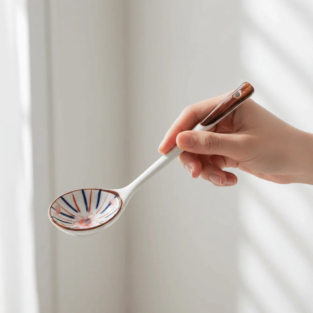Elegant Hand-Painted Ceramic Soup Spoon Gift Set | Heat-Resistant Design