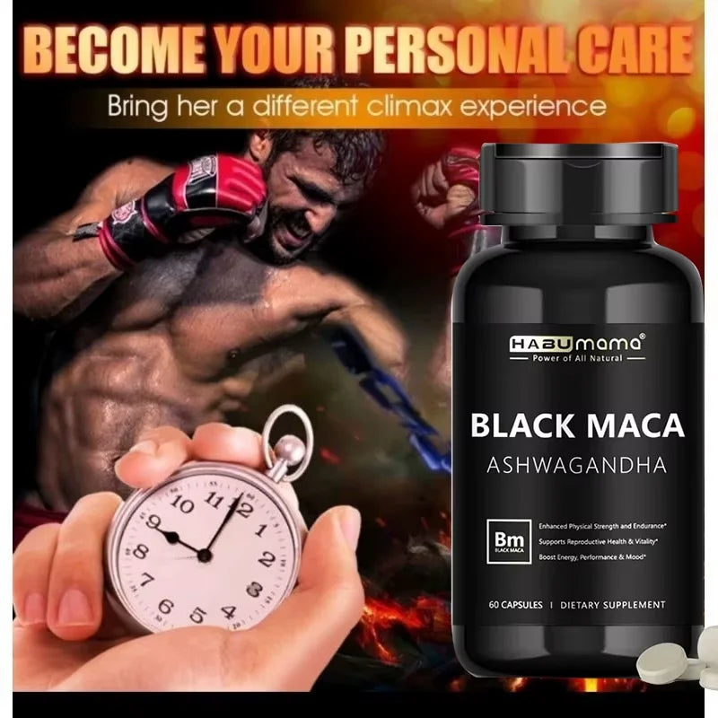 Black Maca Root & Ashwagandha Supplement for Men's Stamina